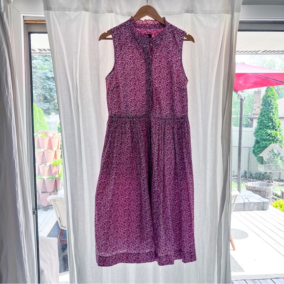 Jcrew ruffle sleeveless liberty midi dress. Size 10 - Picture 6 of 6